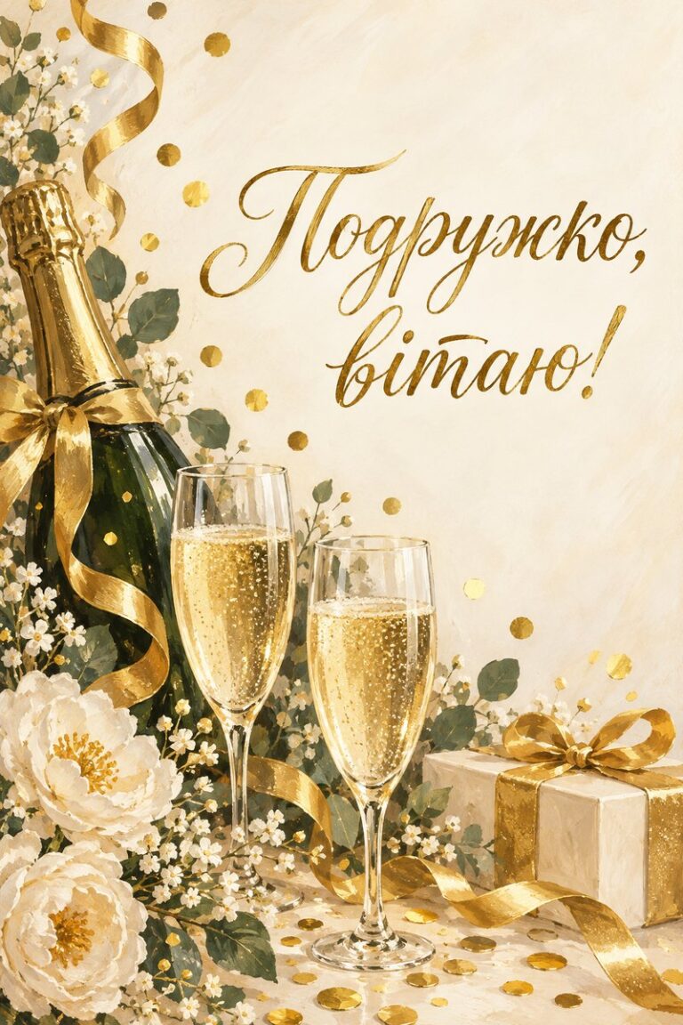 Подружко, вітаю! - листівка з привітанням з днем народження