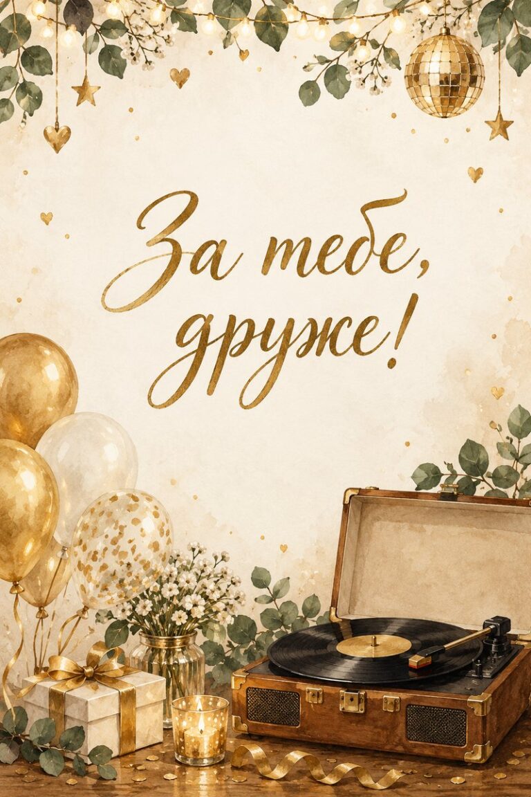 За тебе, друже! - листівка з привітанням з днем народження