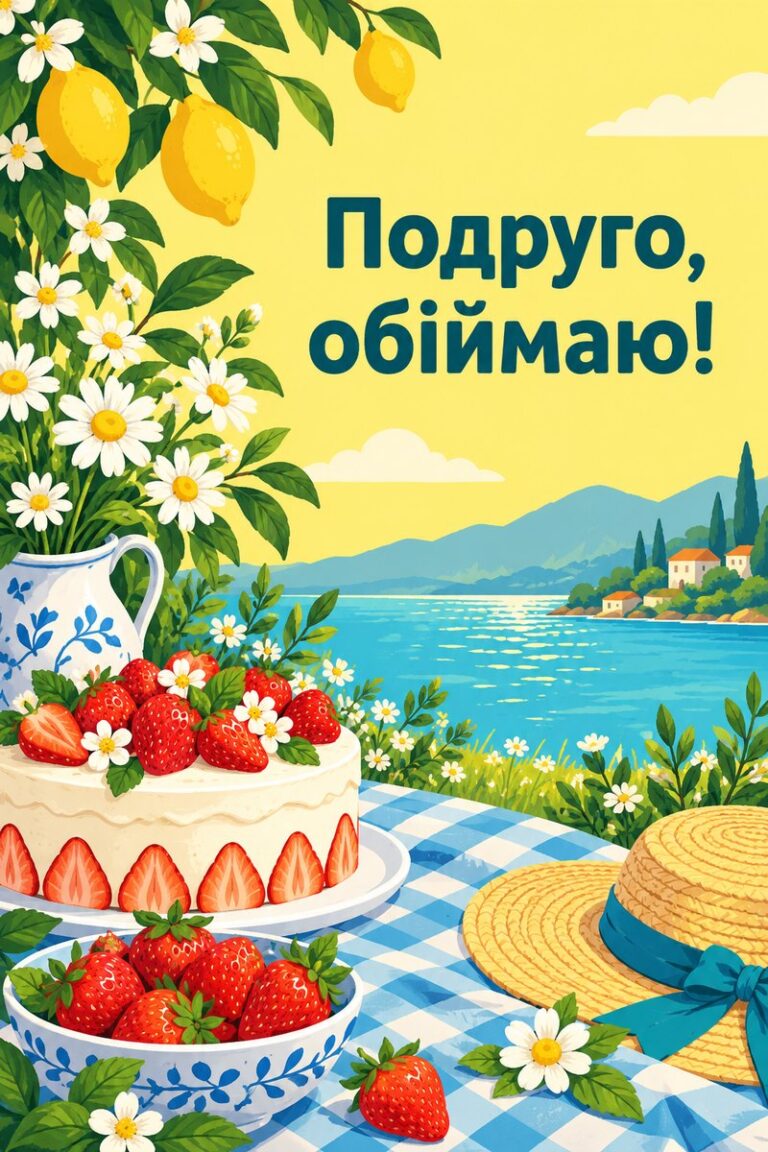 Подруго, обіймаю! - листівка з привітанням з днем народження