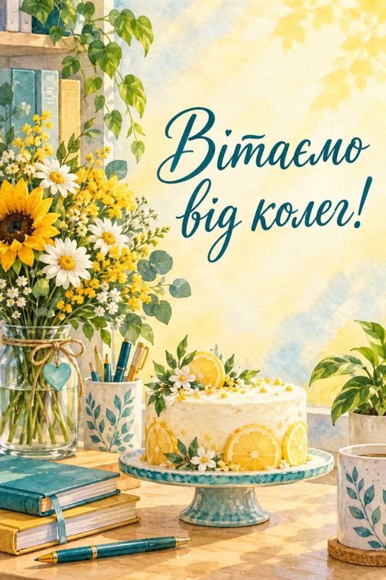 Вітаємо від колег! - листівка з привітанням з днем народження
