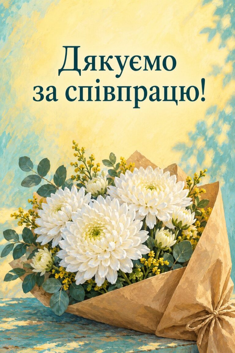 Дякуємо за співпрацю! - листівка з привітанням з днем народження
