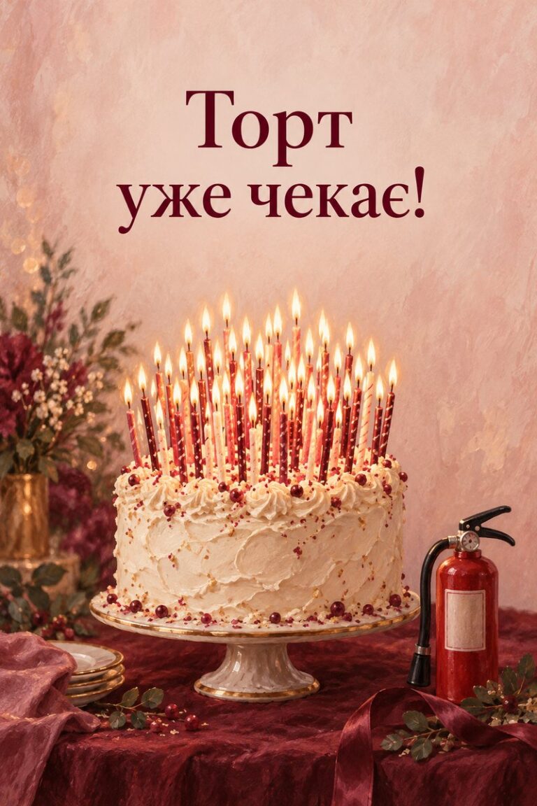 Торт уже чекає! - листівка з привітанням з днем народження