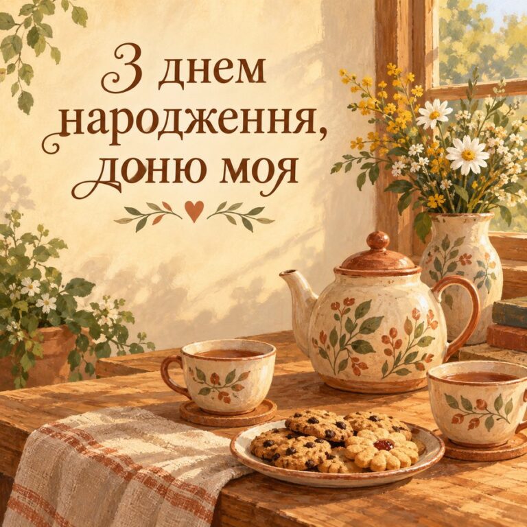 З днем народження, доню моя - листівка з привітанням з Днем народження доньці