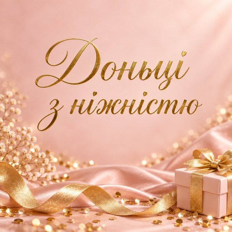 Доньці з ніжністю - листівка з привітанням з Днем народження доньці