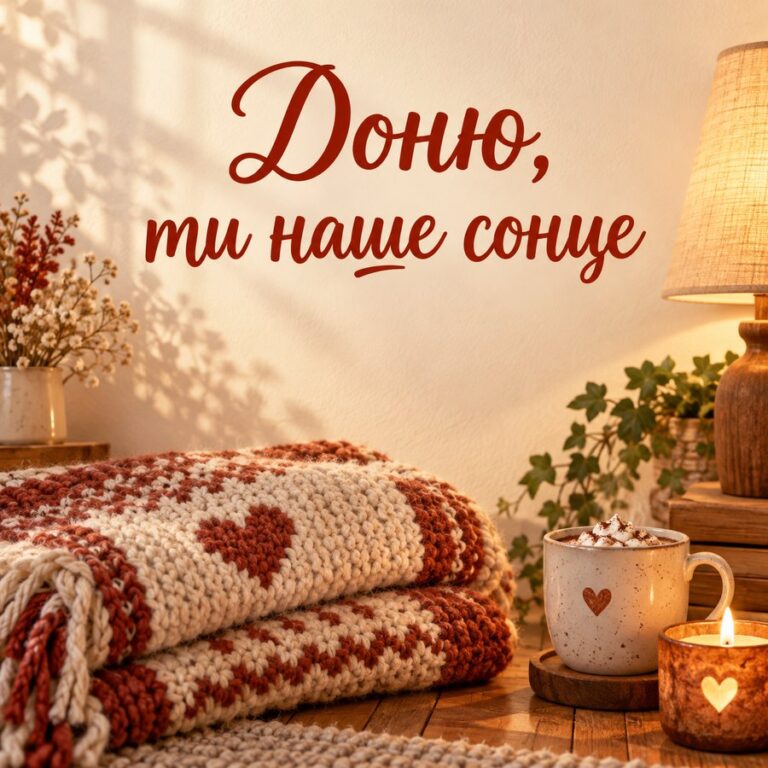 Доню, ти наше сонце - листівка з привітанням з Днем народження доньці