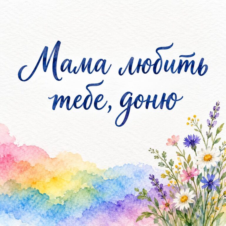 Мама любить тебе, доню - листівка з привітанням з Днем народження доньці