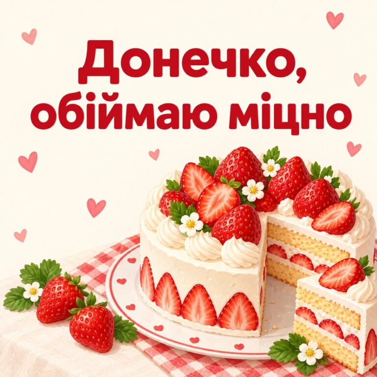 Донечко, обіймаю міцно - листівка з привітанням з Днем народження доньці