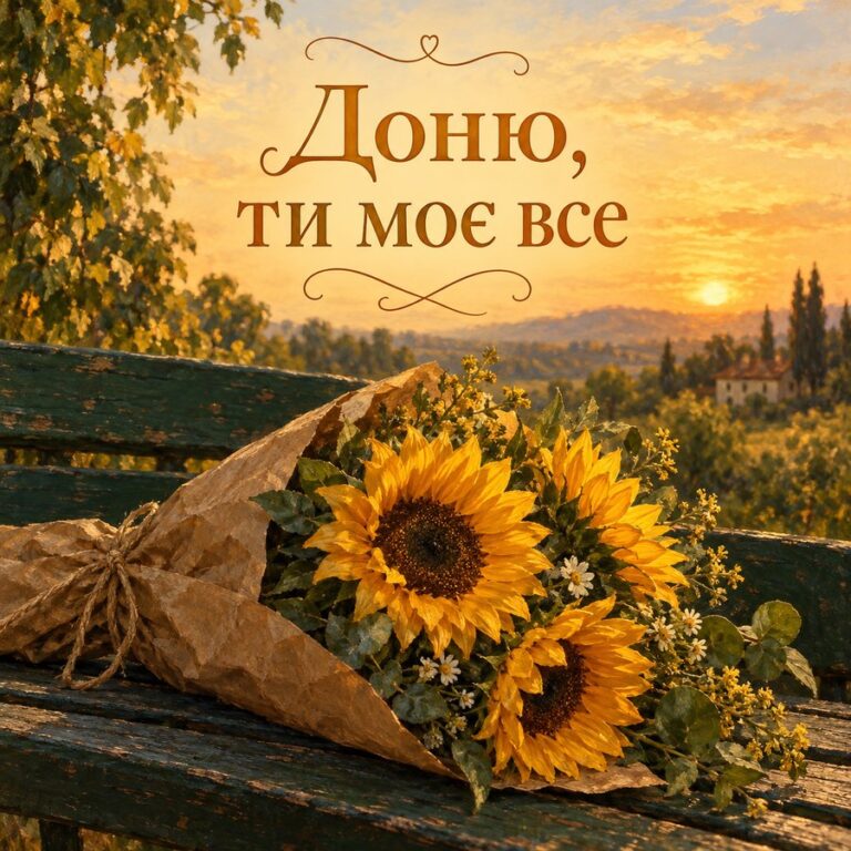 Доню, ти моє все - листівка з привітанням з Днем народження доньці