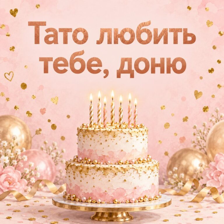 Тато любить тебе, доню - листівка з привітанням з Днем народження доньці