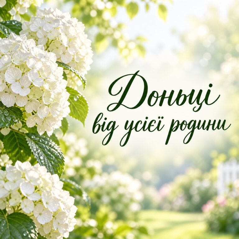 Доньці від усієї родини - листівка з привітанням з Днем народження доньці