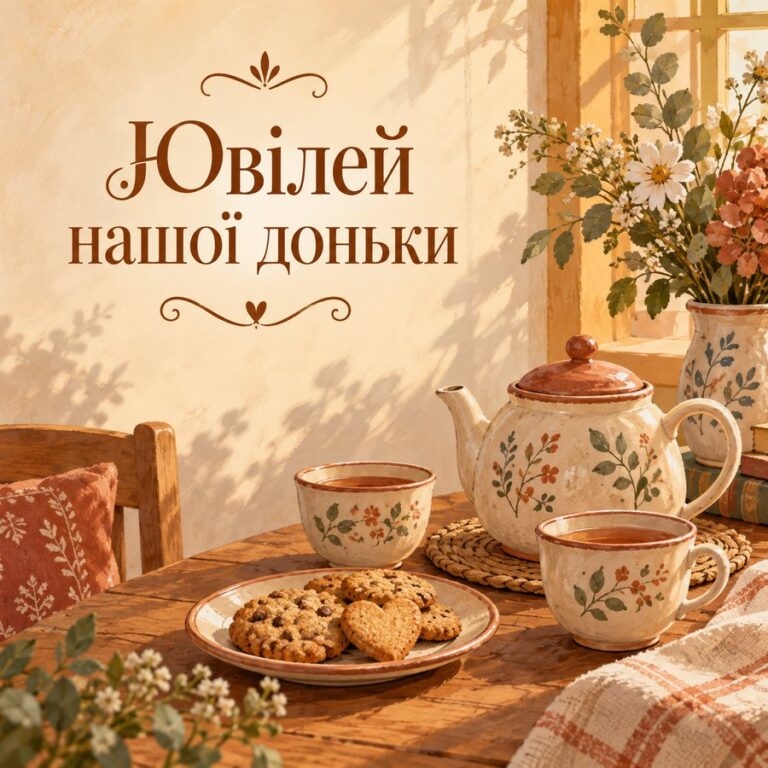 Ювілей нашої доньки - листівка з привітанням з Днем народження доньці