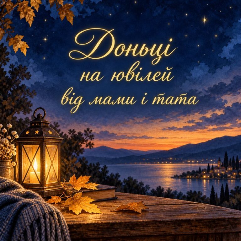 Доньці на ювілей від мами і тата - листівка з привітанням з Днем народження доньці