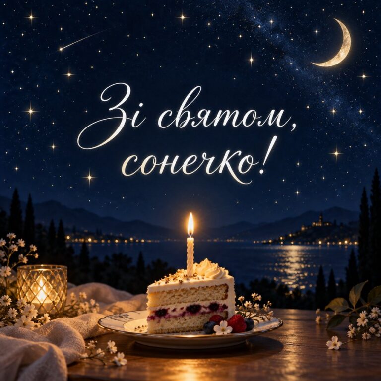 Зі святом, сонечко! - листівка з привітанням з Днем народження дитині