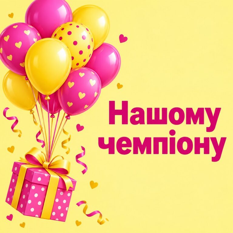 Нашому чемпіону - листівка з привітанням з Днем народження дитині