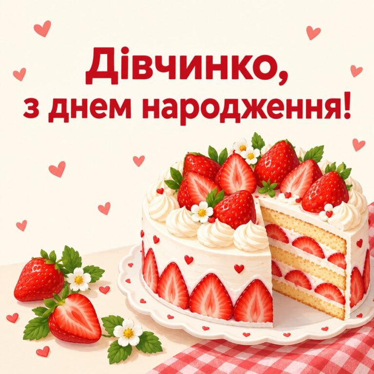 Дівчинко, з днем народження! - листівка з привітанням з Днем народження дитині