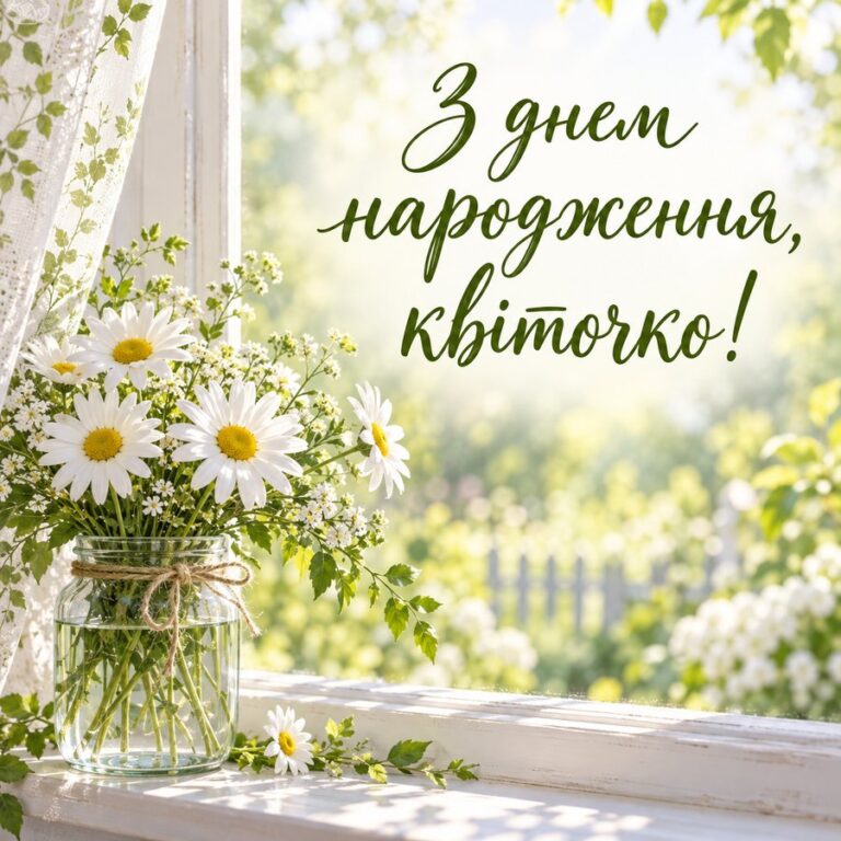 З днем народження, квіточко! - листівка з привітанням з Днем народження дитині