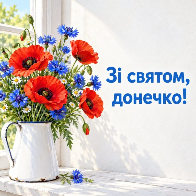 Зі святом, донечко! - листівка з привітанням з Днем народження дитині