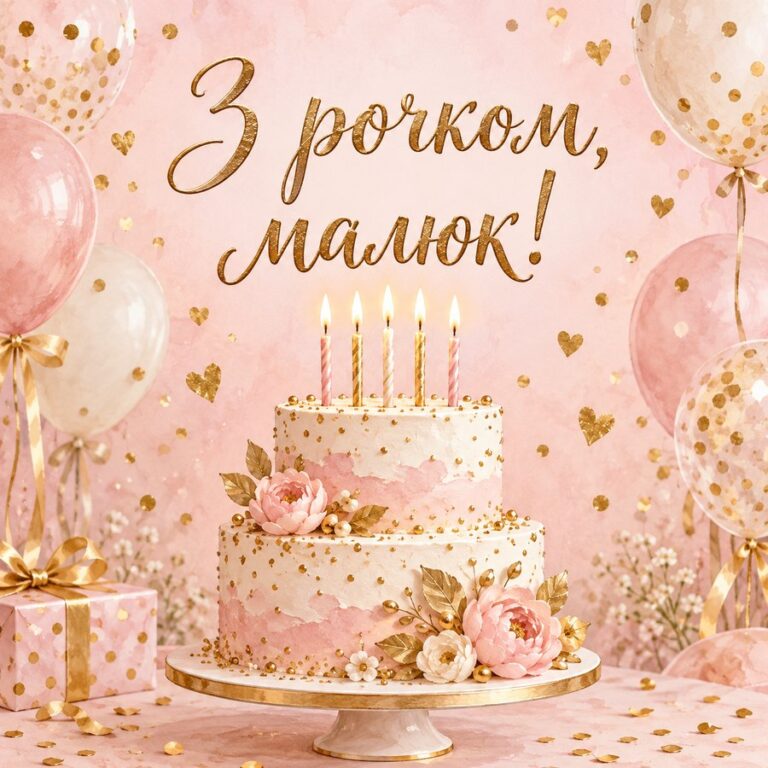 З рочком, малюк! - листівка з привітанням з Днем народження дитині