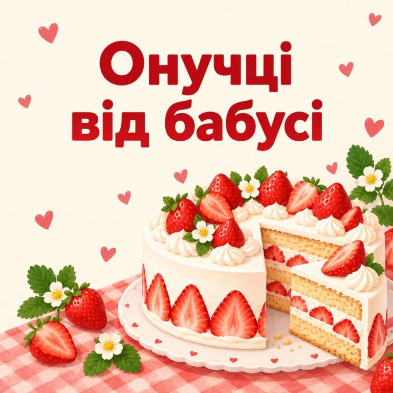 Онучці від бабусі - листівка з привітанням з Днем народження дитині