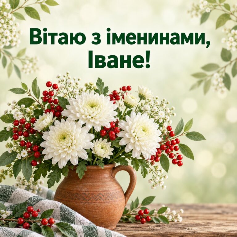 Вітаю з іменинами, Іване! - листівка з привітанням з Днем ангела Івана
