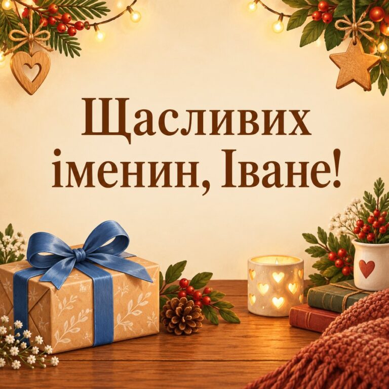 Щасливих іменин, Іване! - листівка з привітанням з Днем ангела Івана