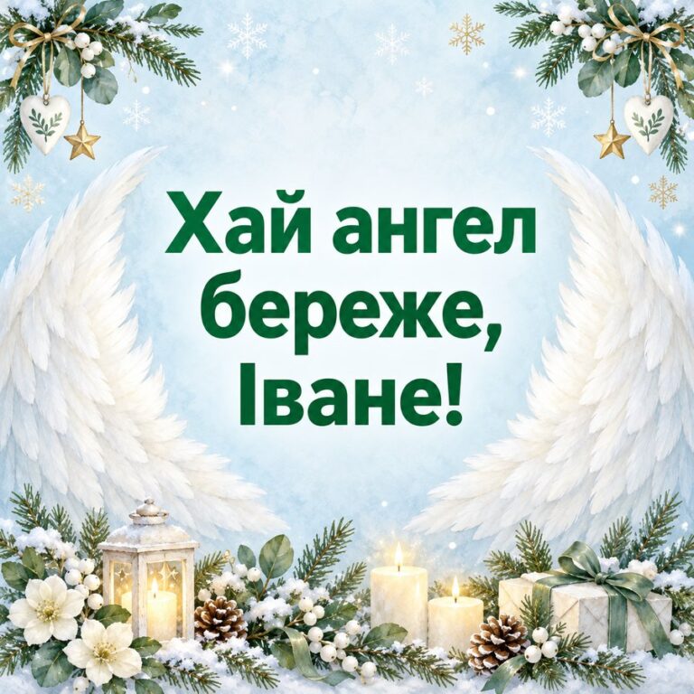 Хай ангел береже, Іване! - листівка з привітанням з Днем ангела Івана
