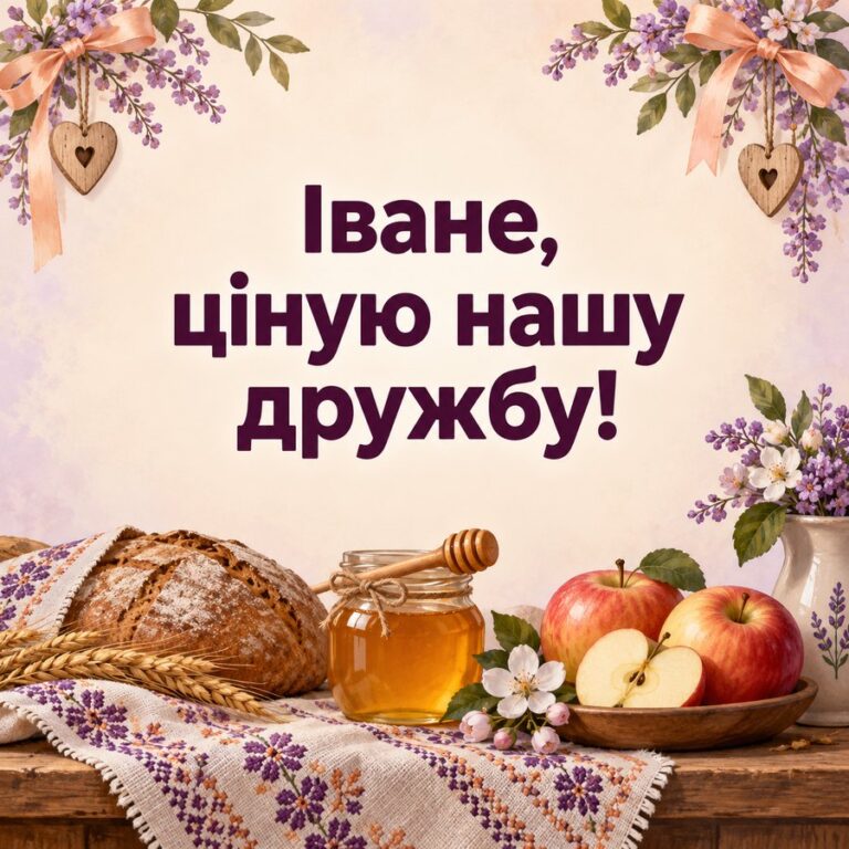 Іване, ціную нашу дружбу! - листівка з привітанням з Днем ангела Івана