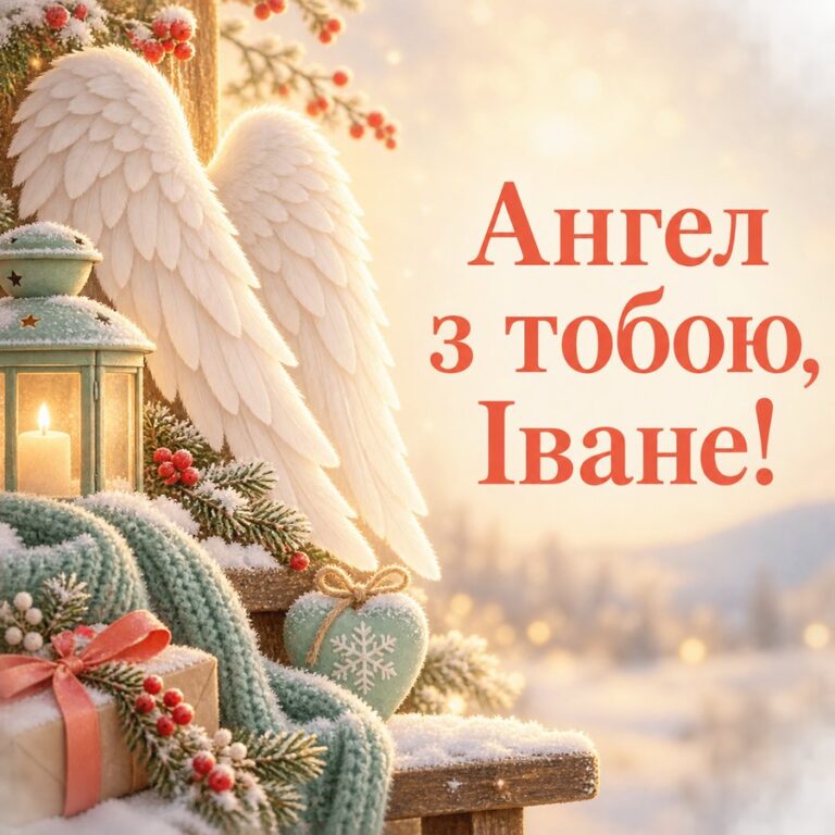 Ангел з тобою, Іване! - листівка з привітанням з Днем ангела Івана
