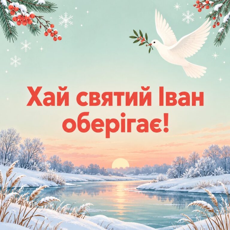 Хай святий Іван оберігає! - листівка з привітанням з Днем ангела Івана