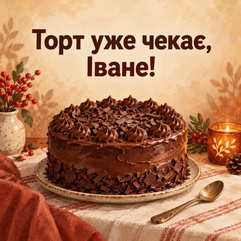 Торт уже чекає, Іване! - листівка з привітанням з Днем ангела Івана