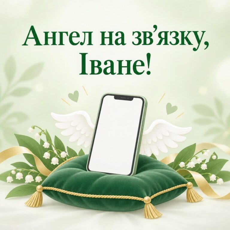 Ангел на звʼязку, Іване! - листівка з привітанням з Днем ангела Івана