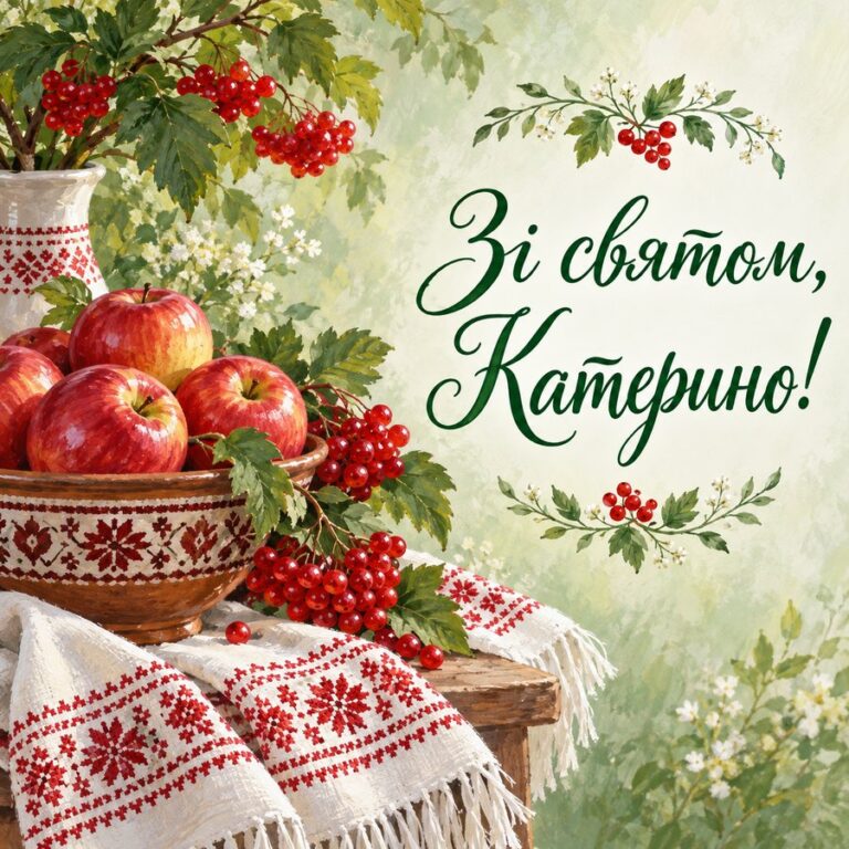 Зі святом, Катерино! - листівка з привітанням з Днем ангела Катерини