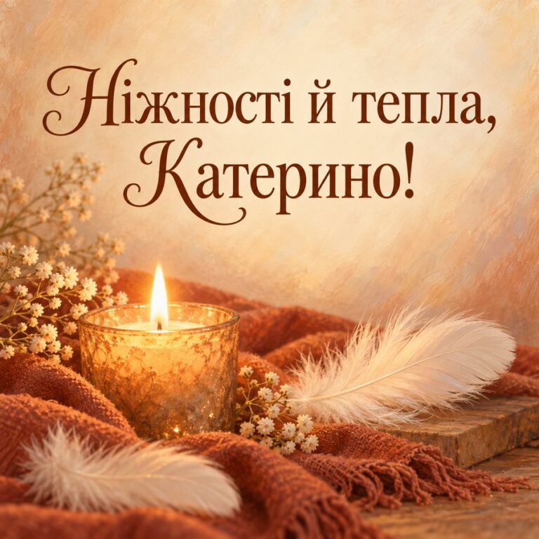 Ніжності й тепла, Катерино! - листівка з привітанням з Днем ангела Катерини