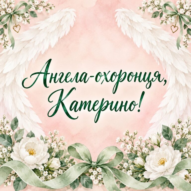 Ангела-охоронця, Катерино! - листівка з привітанням з Днем ангела Катерини