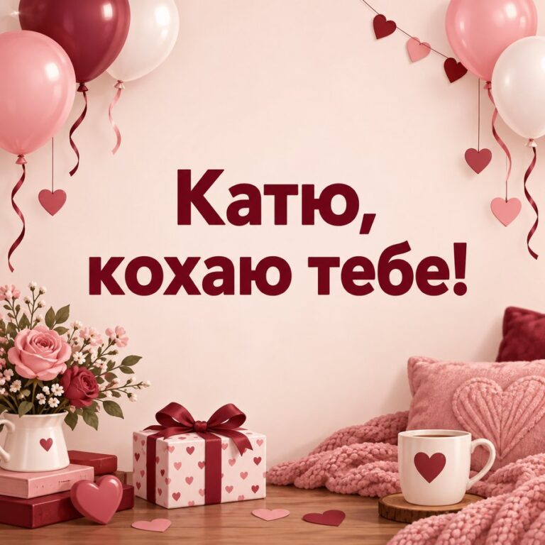 Катю, кохаю тебе! - листівка з привітанням з Днем ангела Катерини