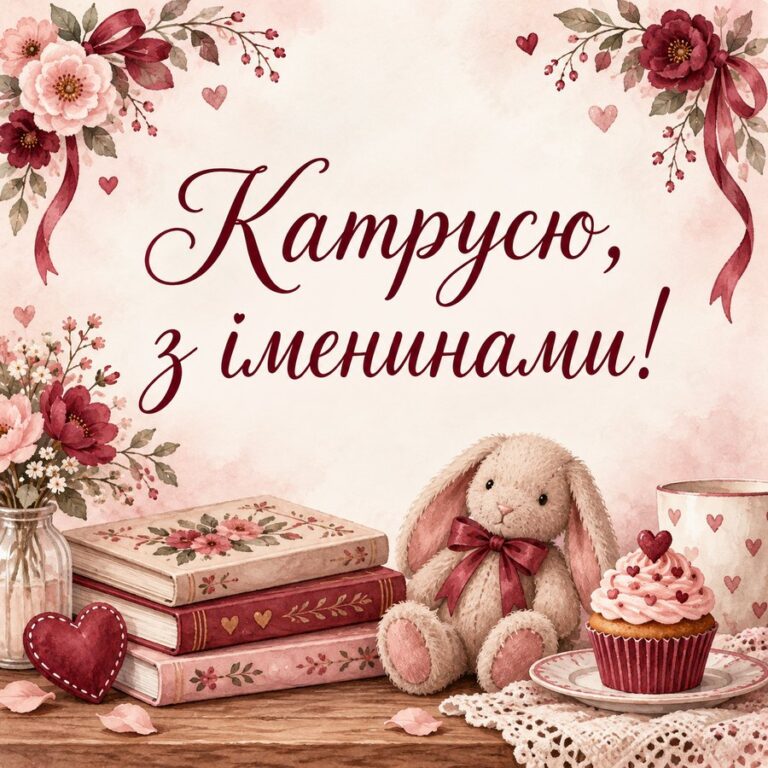 Катрусю, з іменинами! - листівка з привітанням з Днем ангела Катерини