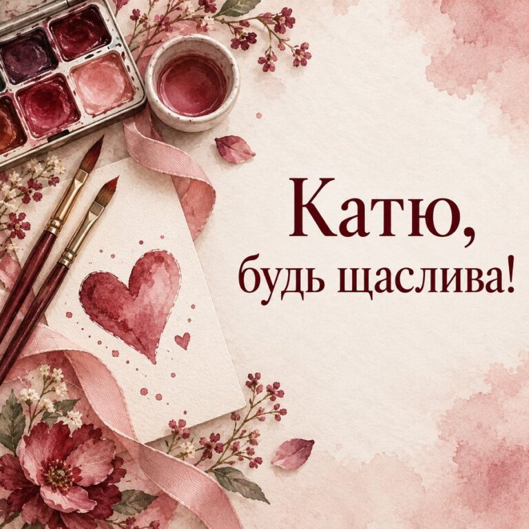 Катю, будь щаслива! - листівка з привітанням з Днем ангела Катерини