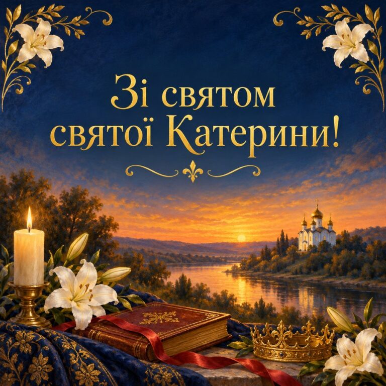 Зі святом святої Катерини! - листівка з привітанням з Днем ангела Катерини