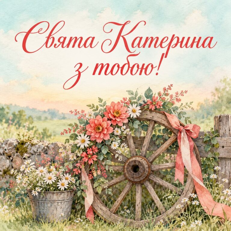 Свята Катерина з тобою! - листівка з привітанням з Днем ангела Катерини