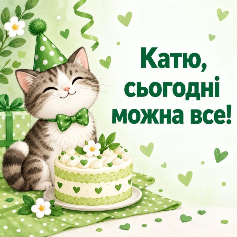 Катю, сьогодні можна все! - листівка з привітанням з Днем ангела Катерини