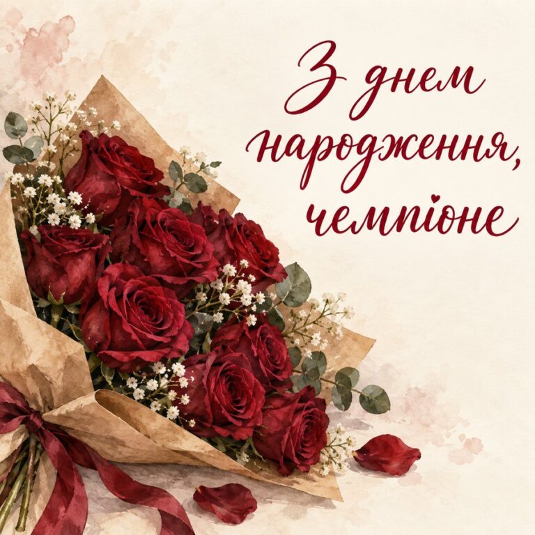 З днем народження, чемпіоне - листівка з привітанням з Днем народження хлопцю
