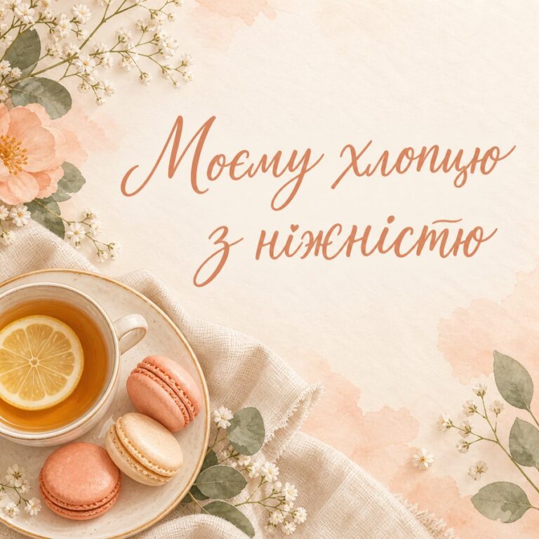 Моєму хлопцю з ніжністю - листівка з привітанням з Днем народження хлопцю