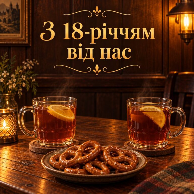 З 18-річчям від нас - листівка з привітанням з Днем народження хлопцю