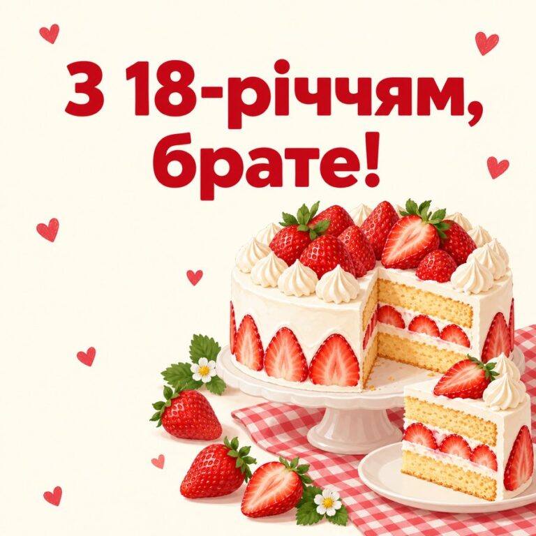 З 18-річчям, брате! - листівка з привітанням з Днем народження хлопцю
