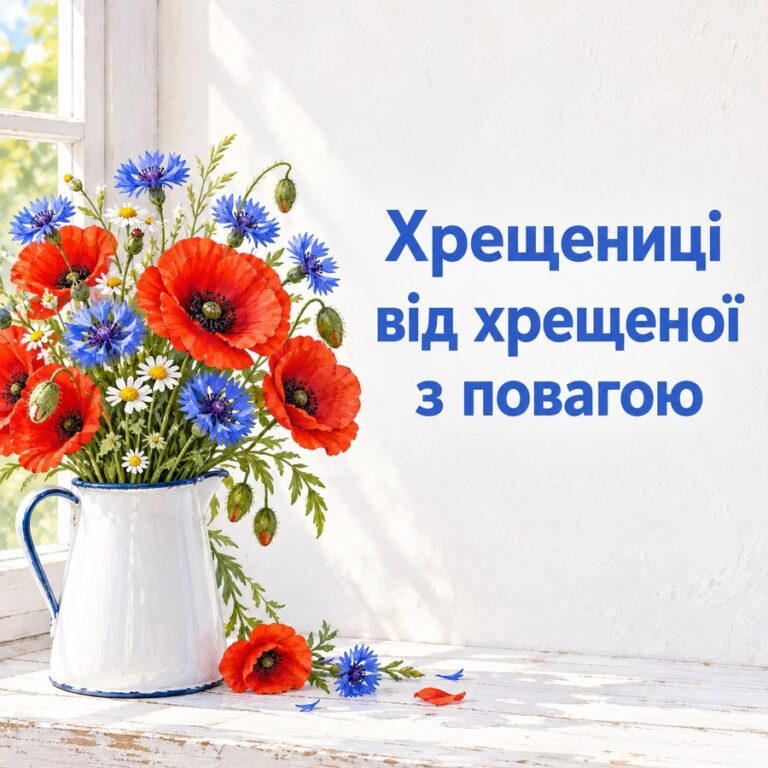 Хрещениці від хрещеної з повагою - листівка з привітанням з Днем народження хрещениці