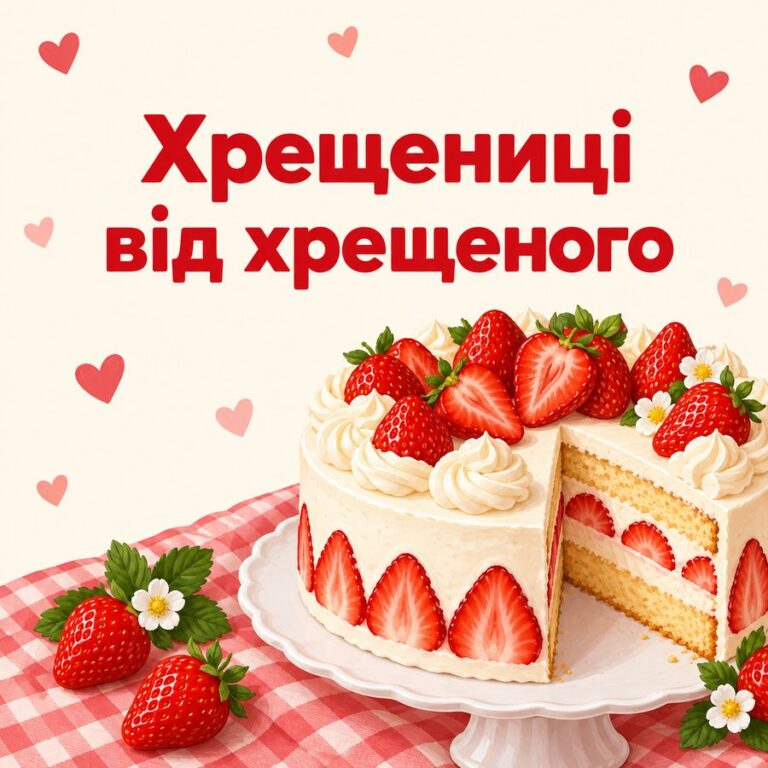 Хрещениці від хрещеного - листівка з привітанням з Днем народження хрещениці