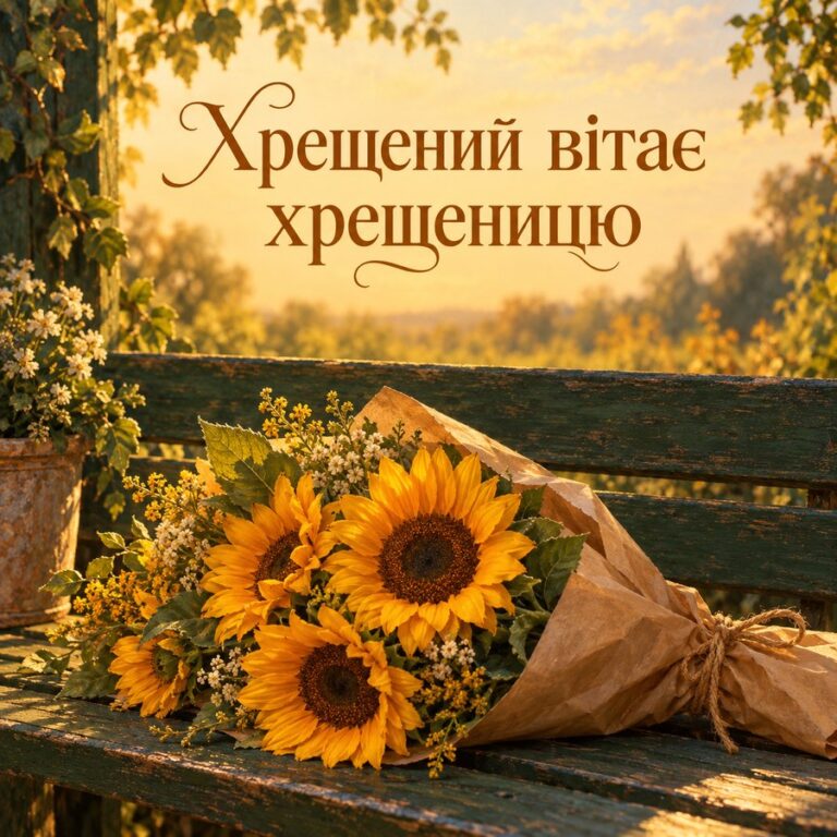 Хрещений вітає хрещеницю - листівка з привітанням з Днем народження хрещениці