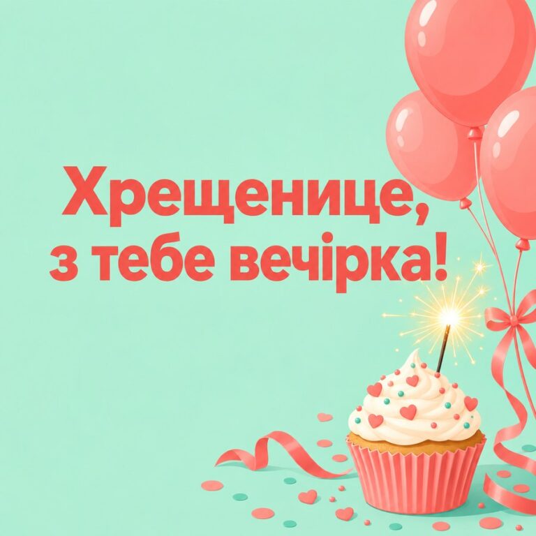 Хрещенице, з тебе вечірка! - листівка з привітанням з Днем народження хрещениці