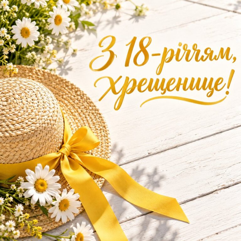 З 18-річчям, хрещенице! - листівка з привітанням з Днем народження хрещениці