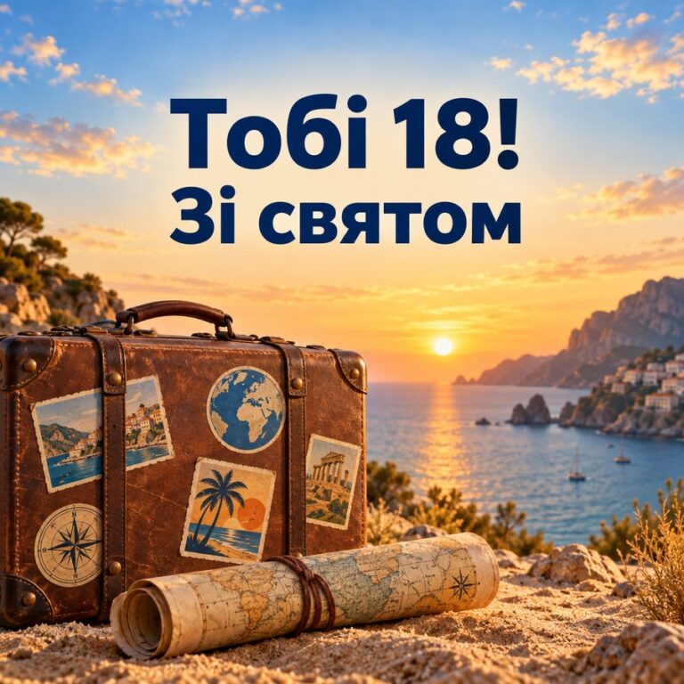 Тобі 18! Зі святом - листівка з привітанням з Днем народження хрещениці